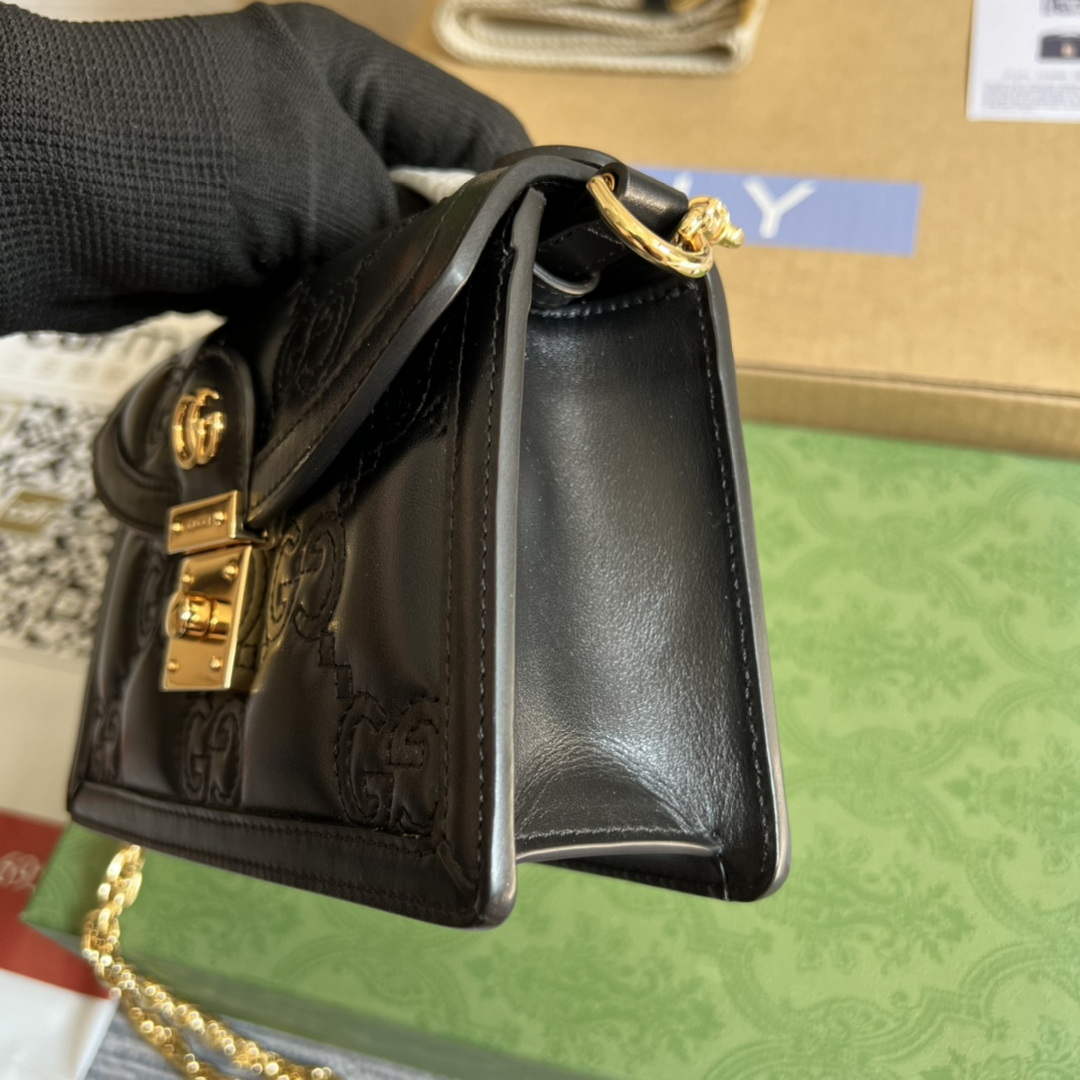 Gucci 724499 GG Matelass¨¦ Small Top Handle Bag Black
