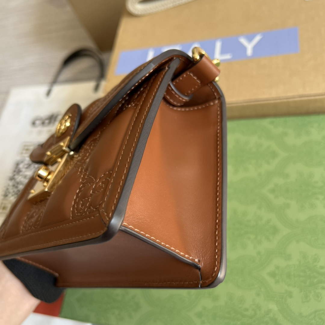 Gucci 724499 GG Matelass¨¦ Small Top Handle Bag Brown