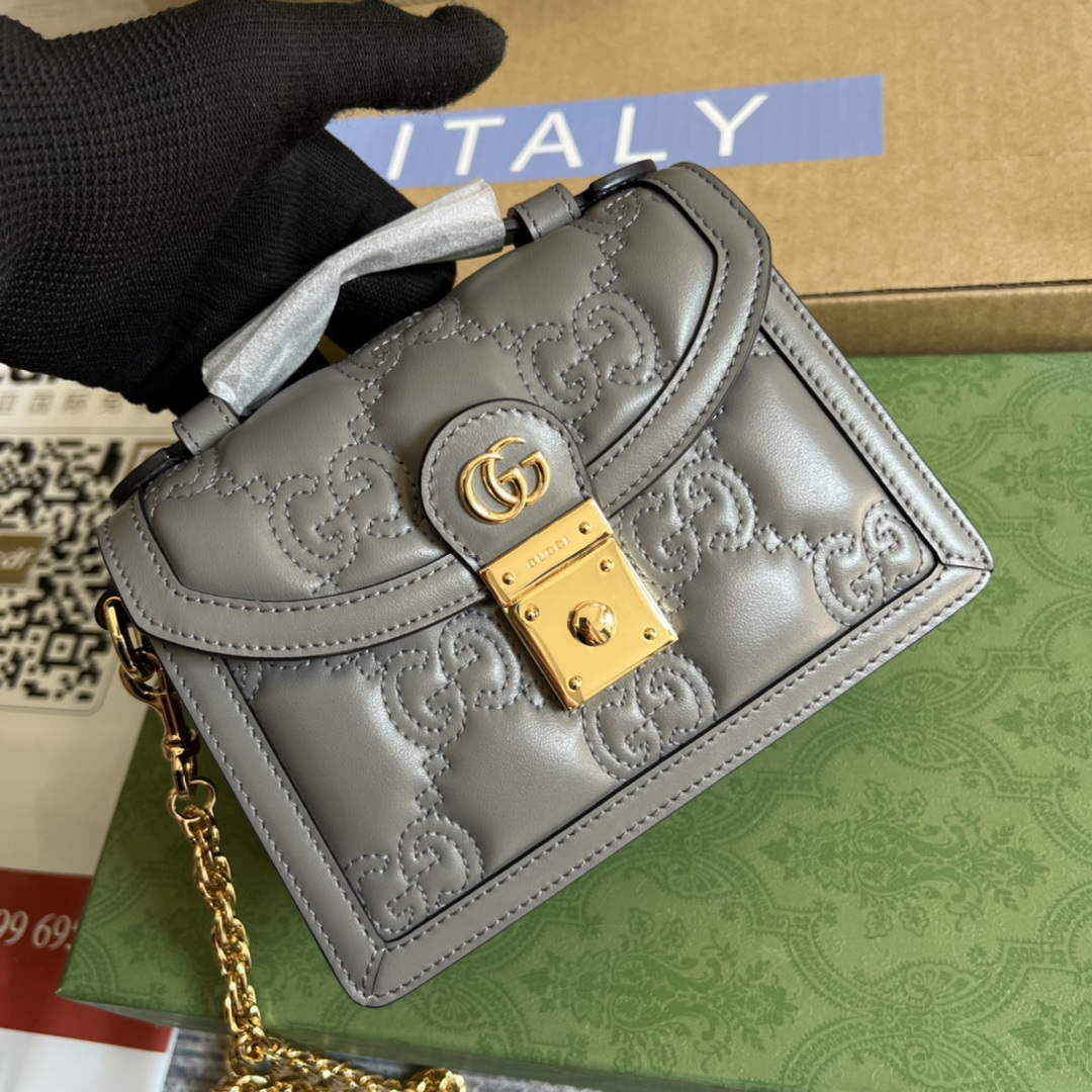 Gucci 724499 GG Matelass¨¦ Small Top Handle Bag Grey