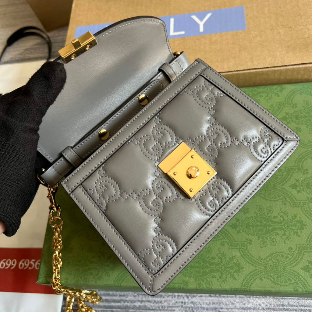 Gucci 724499 GG Matelass¨¦ Small Top Handle Bag Grey