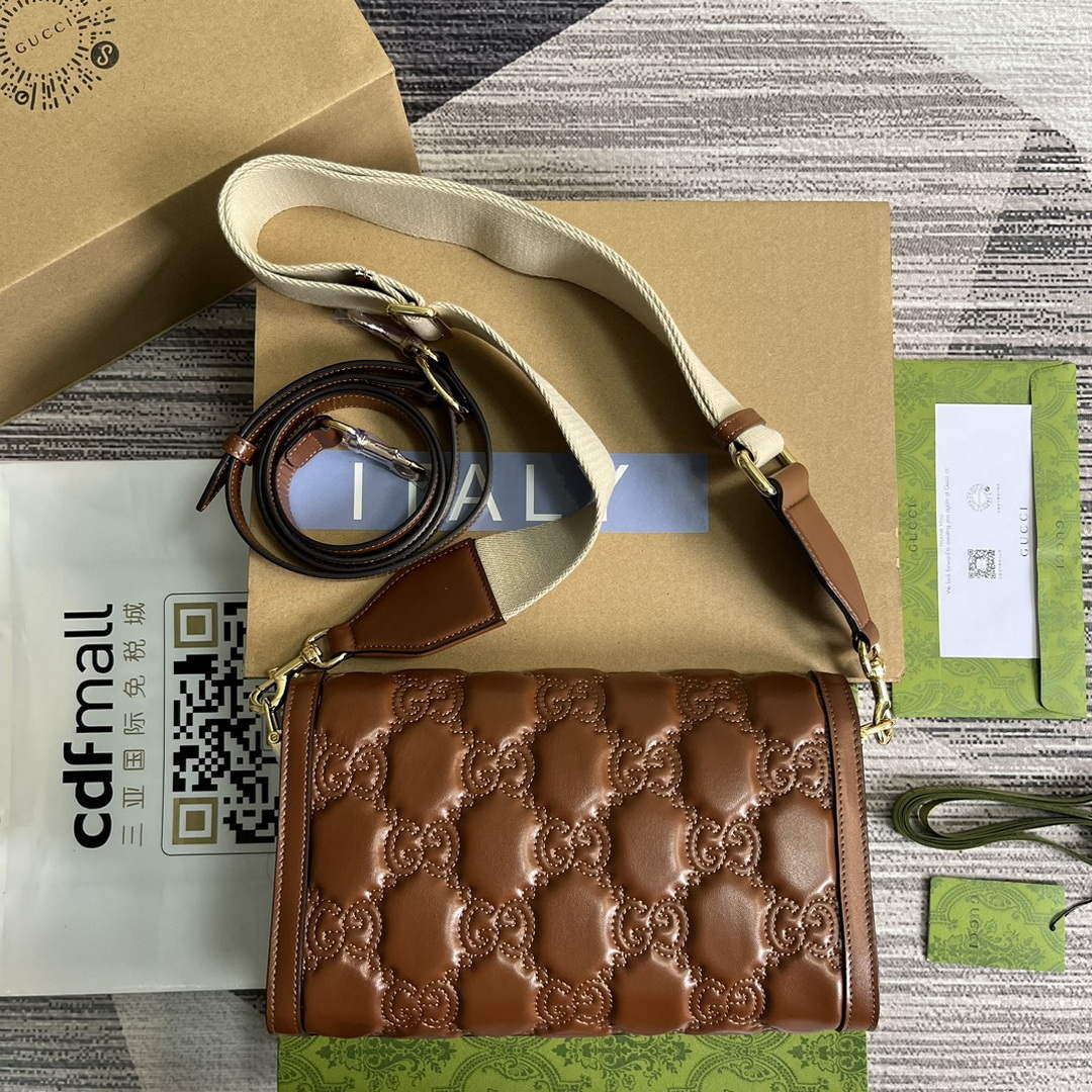 Gucci 724529 GG Matelass¨¦ Small Bag Brown