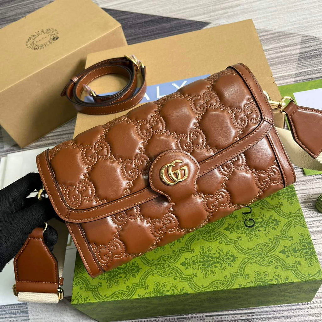 Gucci 724529 GG Matelass¨¦ Small Bag Brown