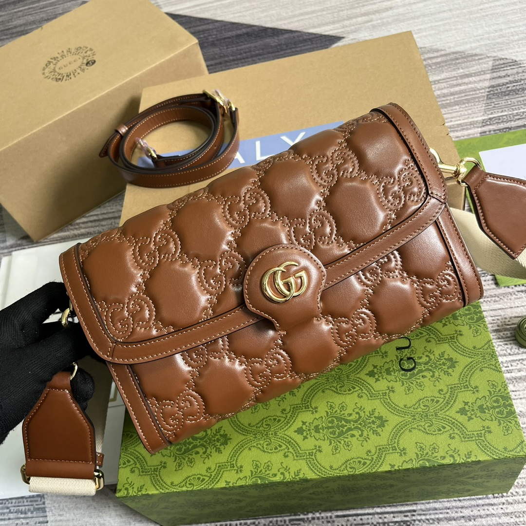 Gucci 724529 GG Matelass¨¦ Small Bag Brown