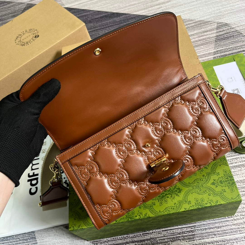 Gucci 724529 GG Matelass¨¦ Small Bag Brown