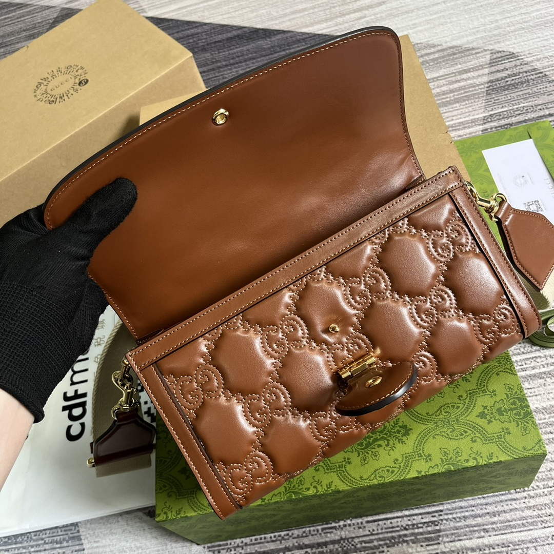 Gucci 724529 GG Matelass¨¦ Small Bag Brown