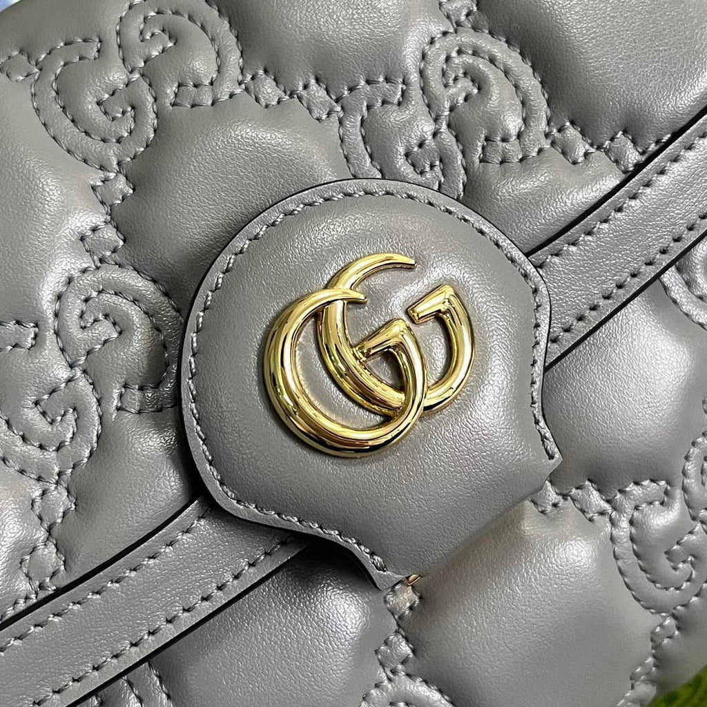 Gucci 724529 GG Matelass¨¦ Small Bag Light grey