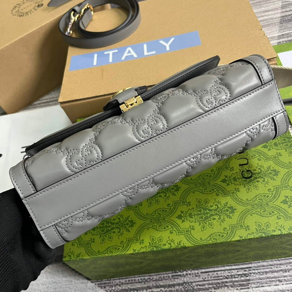 Gucci 724529 GG Matelass¨¦ Small Bag Light grey