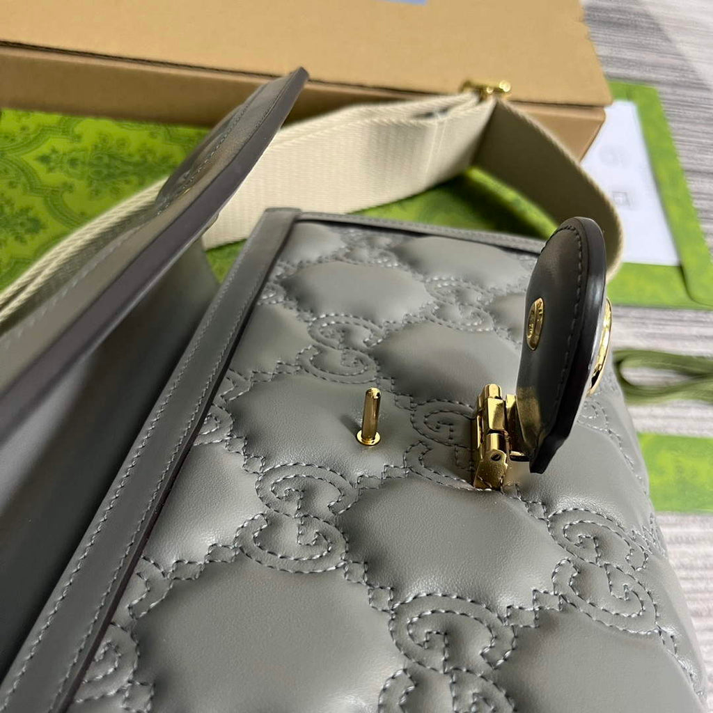 Gucci 724529 GG Matelass¨¦ Small Bag Light grey