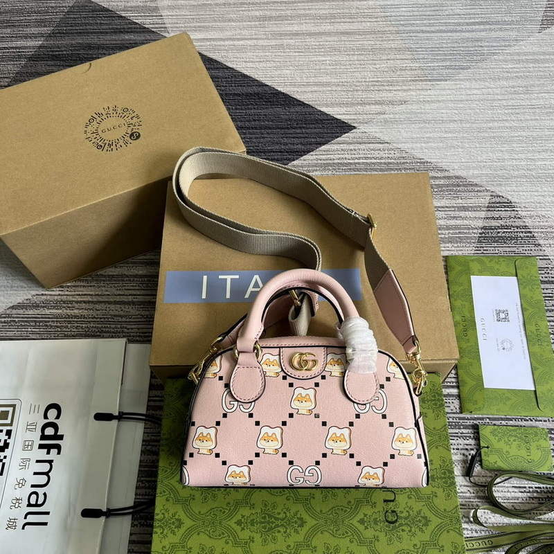 Gucci 724606 Ophidia GG animal print mini bag light pink - Default Title - View 1