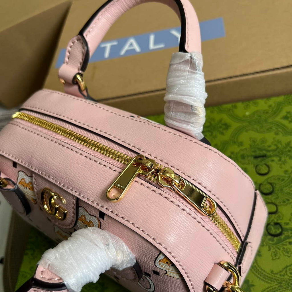 Gucci 724606 Ophidia GG animal print mini bag light pink
