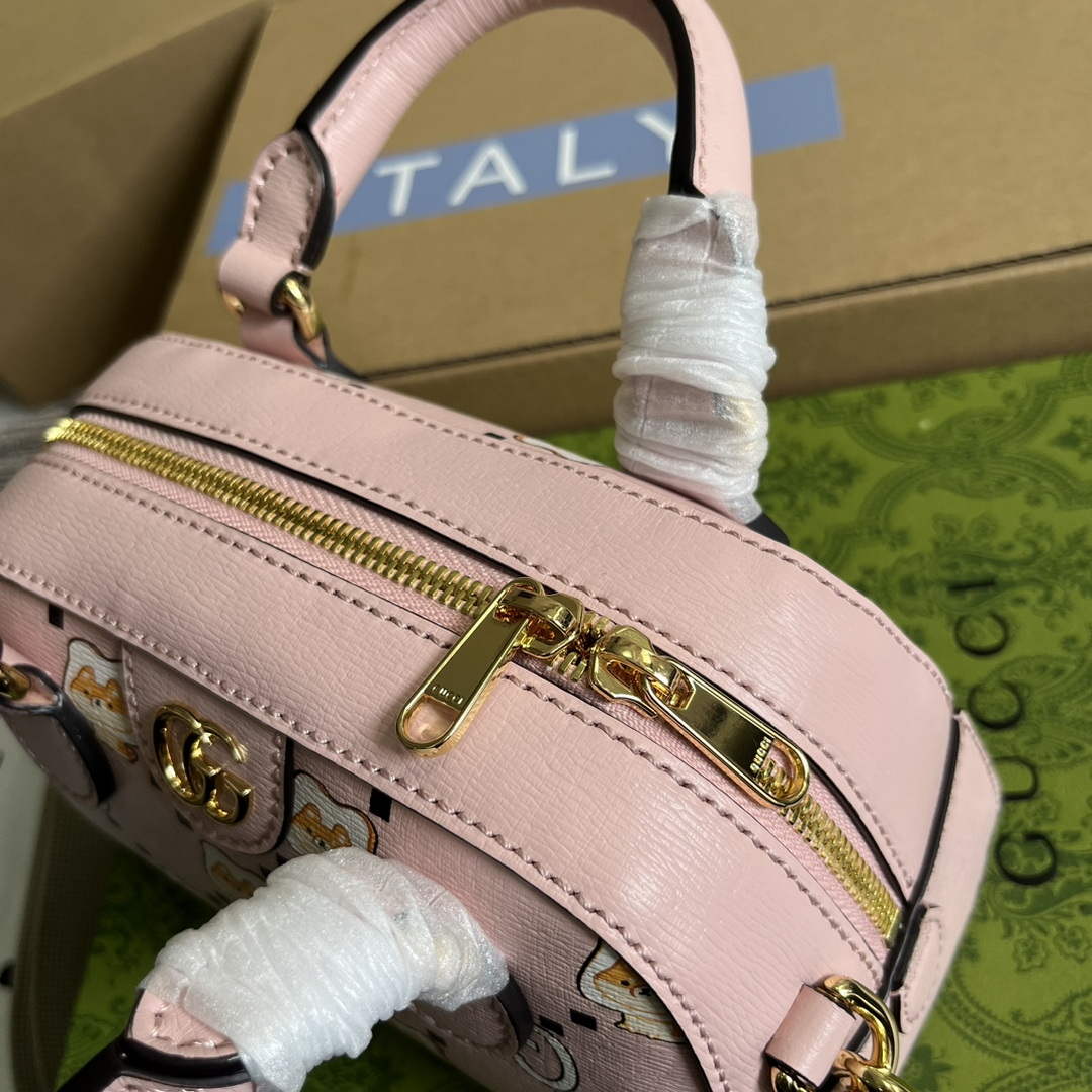 Gucci 724606 Ophidia GG animal print mini bag light pink - Default Title - View 2
