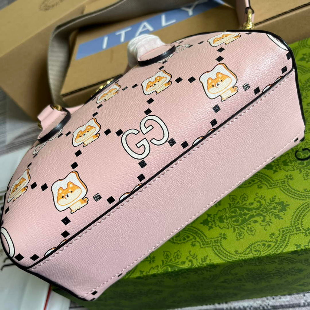 Gucci 724606 Ophidia GG animal print mini bag light pink