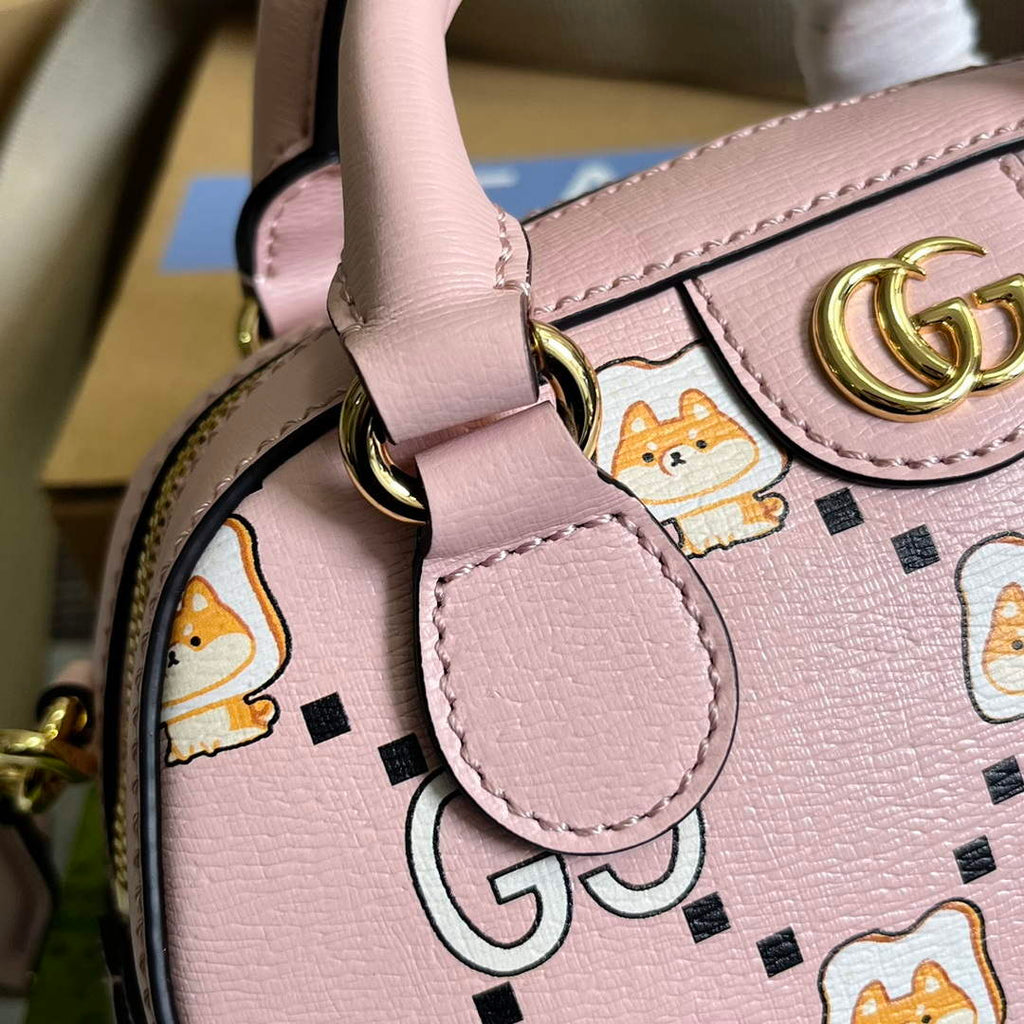 Gucci 724606 Ophidia GG animal print mini bag light pink
