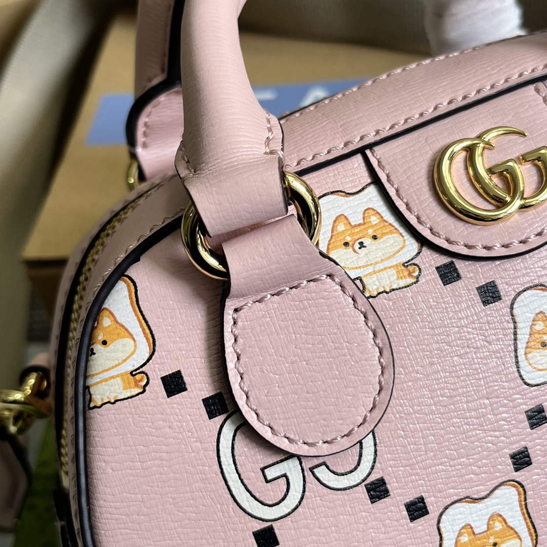 Gucci 724606 Ophidia GG animal print mini bag light pink - Default Title - View 9