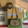Gucci 724645 Gucci Blondie Mini Shoulder Bag Beige and ebony