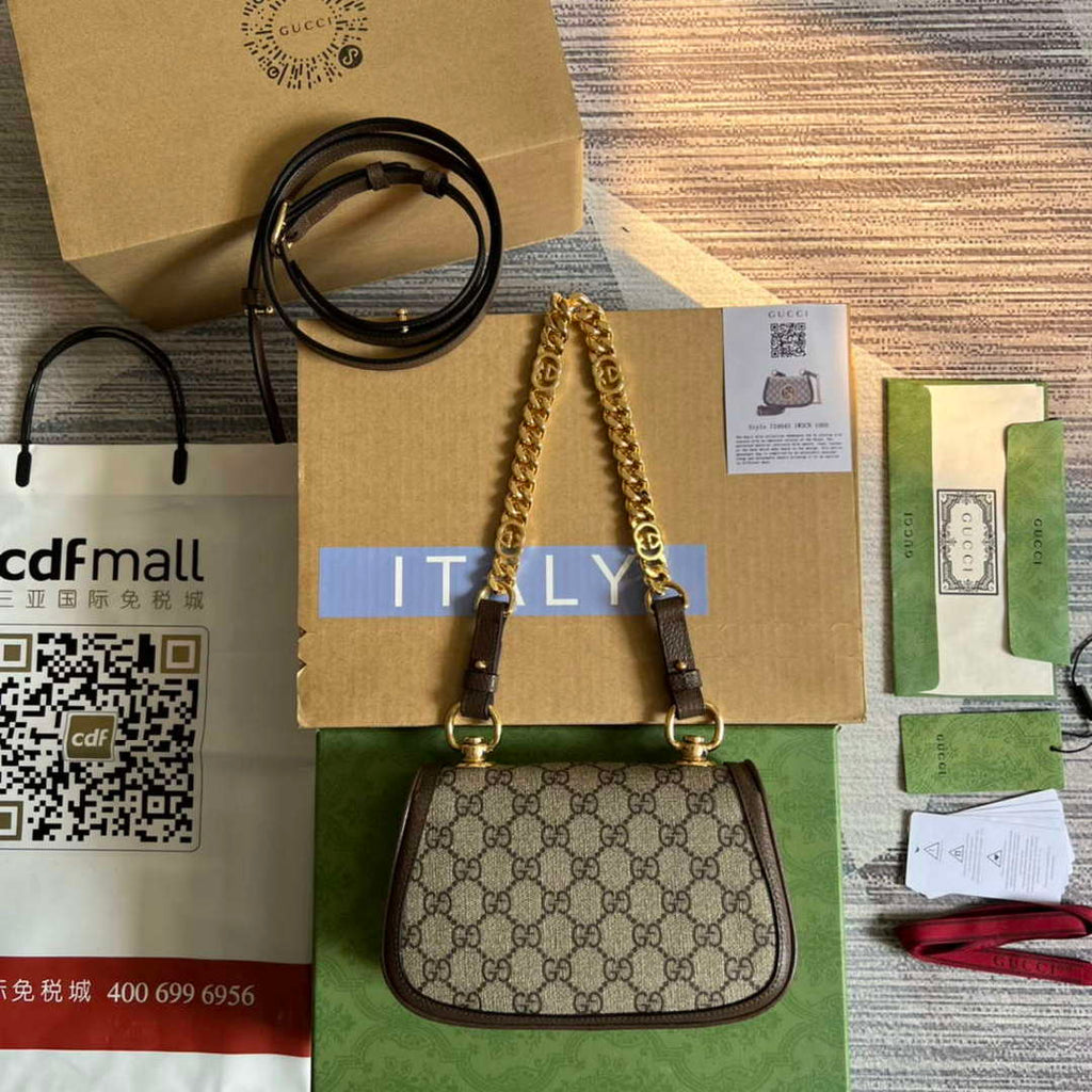 Gucci 724645 Gucci Blondie Mini Shoulder Bag Beige and ebony