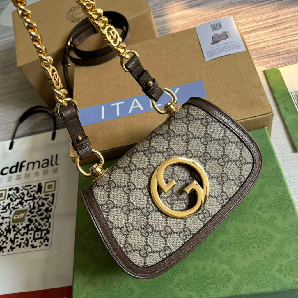 Gucci 724645 Gucci Blondie Mini Shoulder Bag Beige and ebony