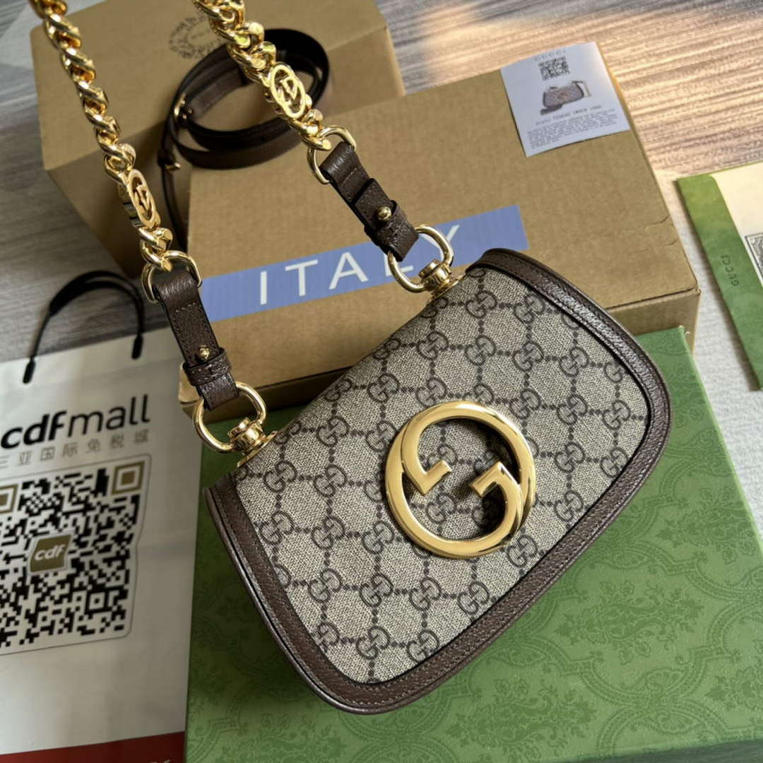 Gucci 724645 Gucci Blondie Mini Shoulder Bag Beige and ebony