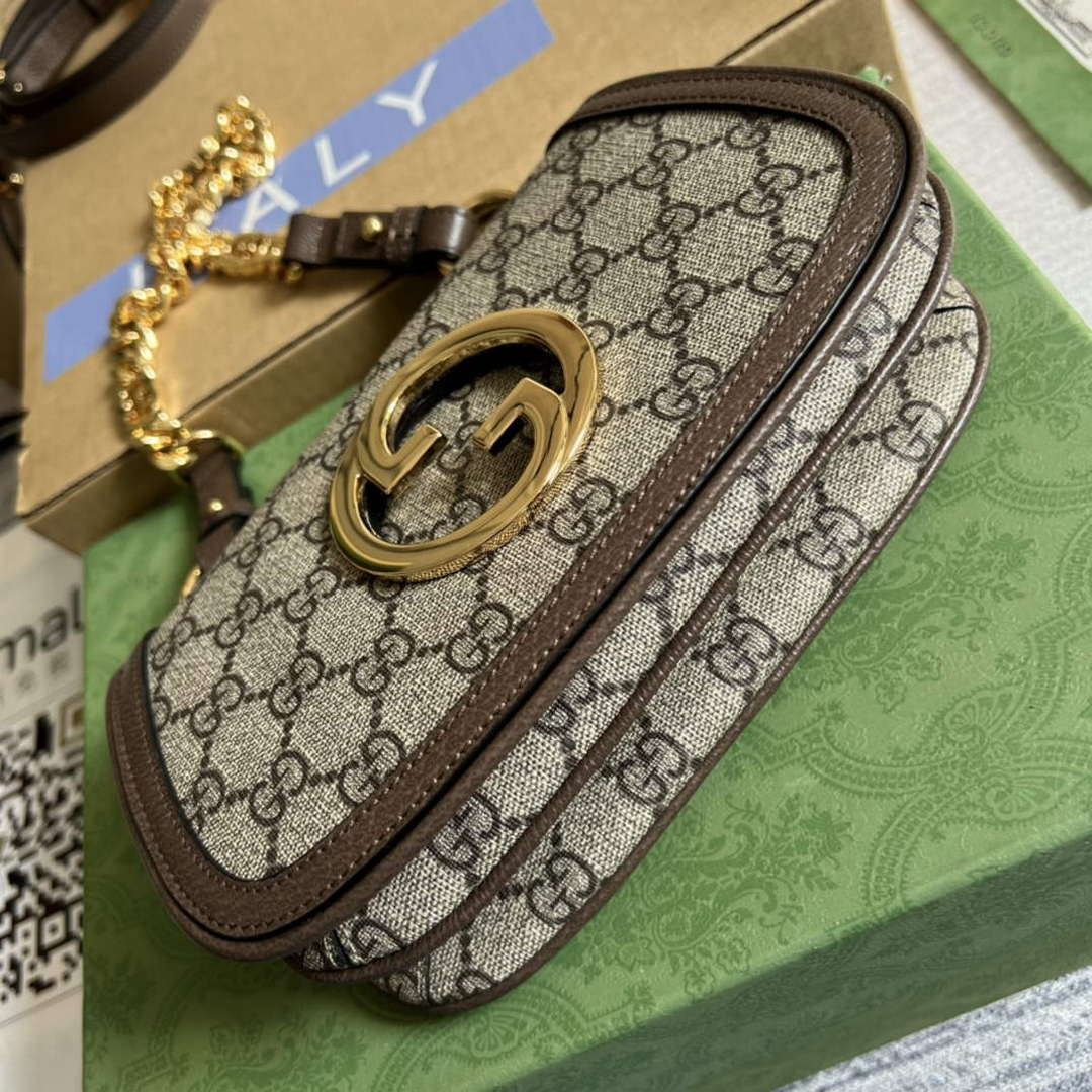 Gucci 724645 Gucci Blondie Mini Shoulder Bag Beige and ebony