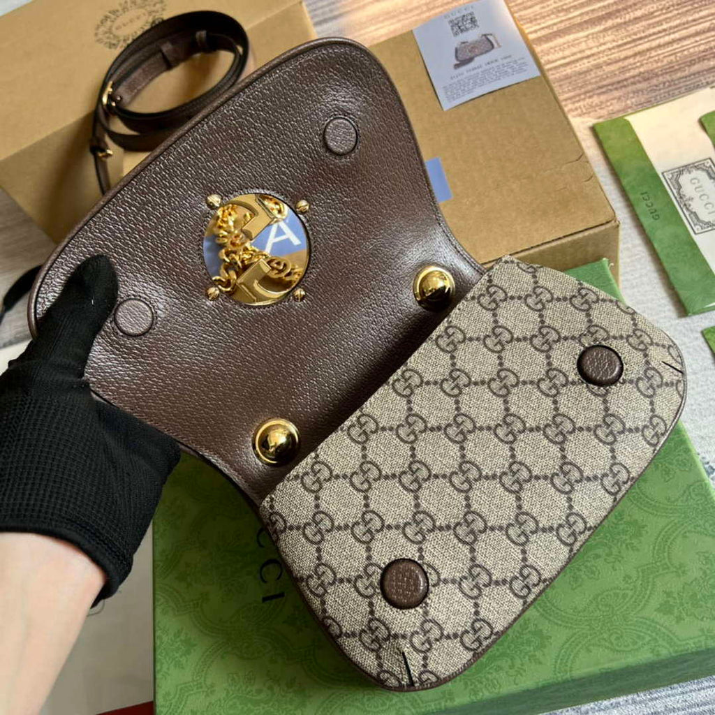 Gucci 724645 Gucci Blondie Mini Shoulder Bag Beige and ebony