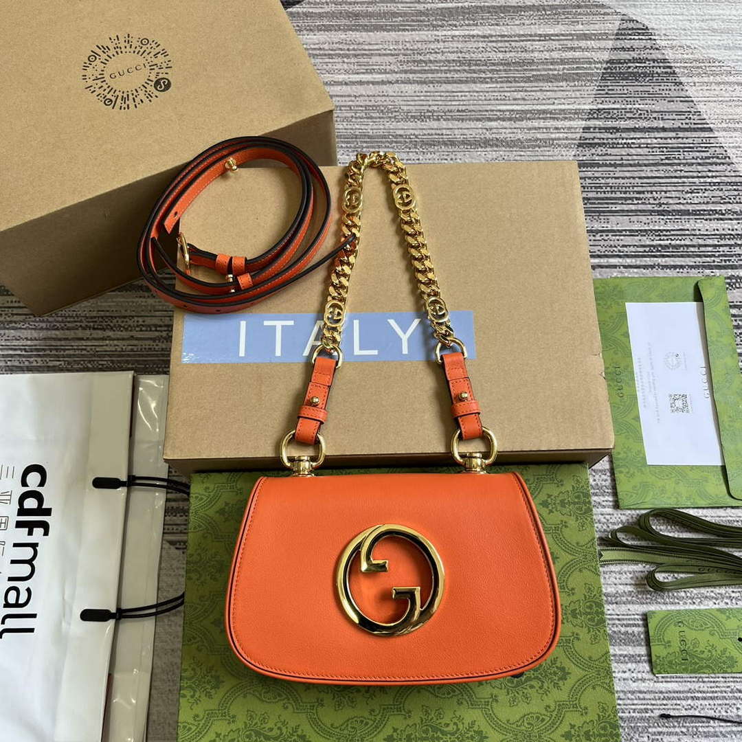 Gucci 724645 Gucci Blondie Mini Shoulder Bag Orange - Default Title - View 1