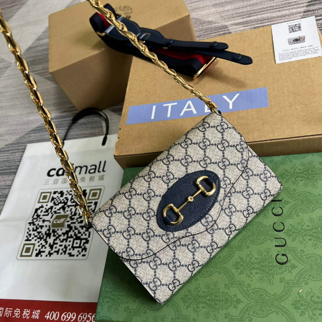 Gucci 724713 Gucci Horsebit 1955 mini bag Beige and blue