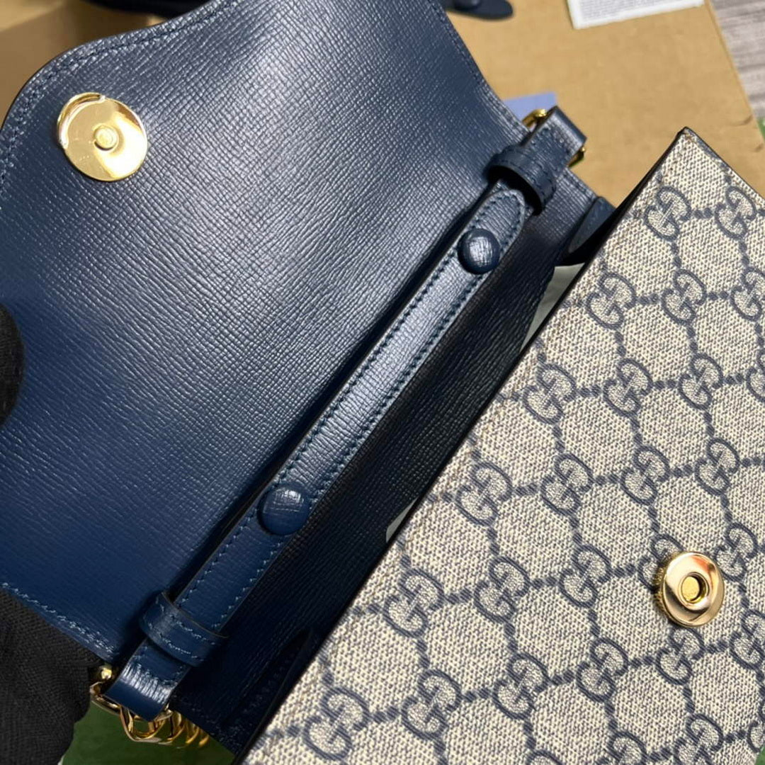 Gucci 724713 Gucci Horsebit 1955 mini bag Beige and blue - Default Title - View 7