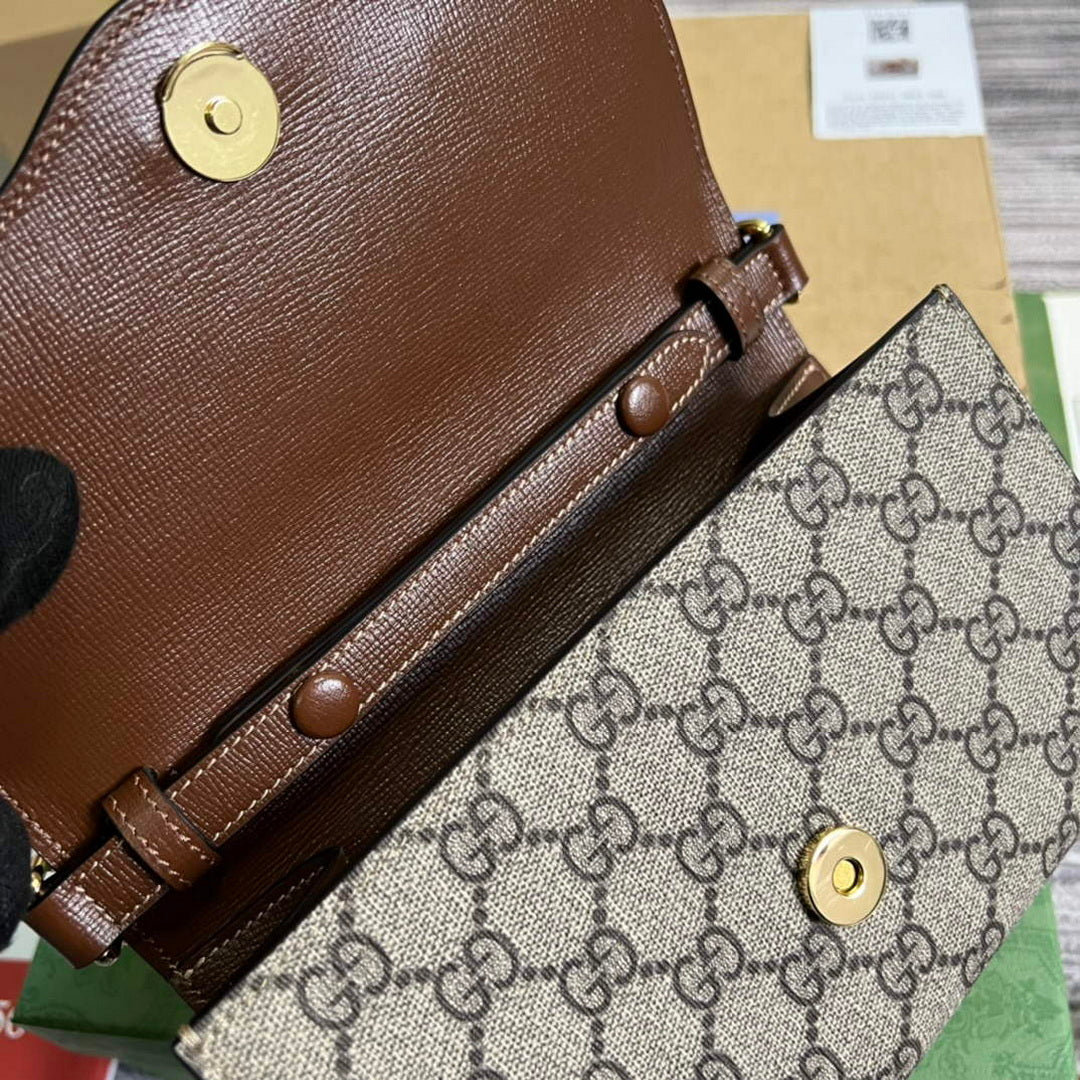 Gucci 724713 Gucci Horsebit 1955 mini bag Beige and Brown - Default Title - View 8