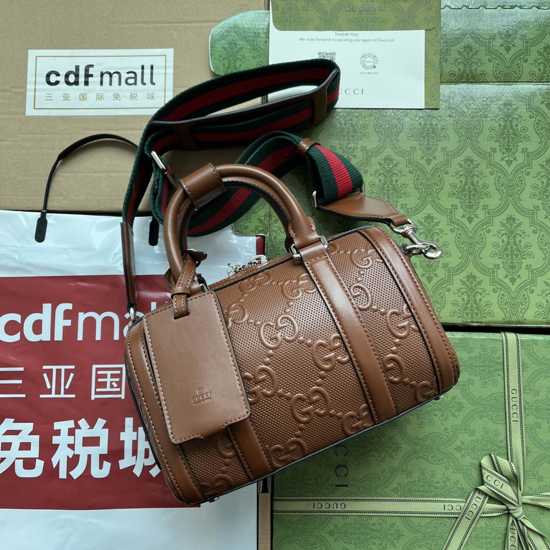Gucci 725292 Jumbo GG Mini Embossed Bag Brown - Default Title - View 1