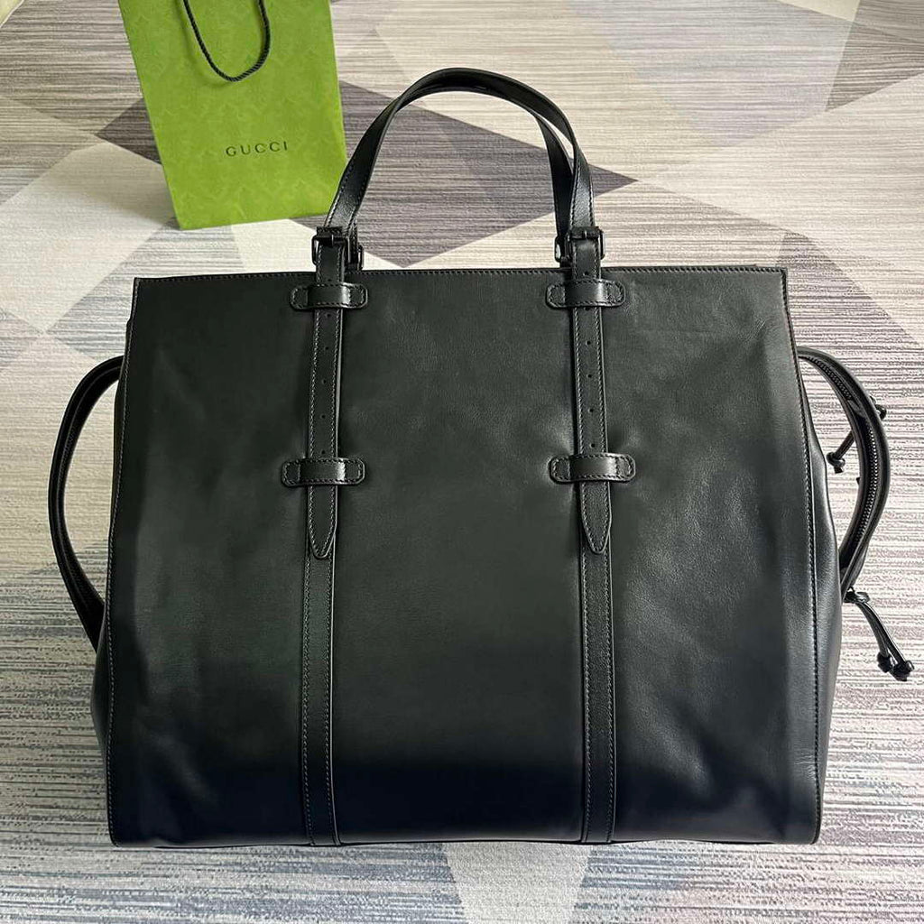 Gucci 725683 Large Tote Bag With Tonal Double G Black