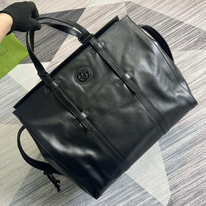 Gucci 725683 Large Tote Bag With Tonal Double G Black - Default Title - View 4