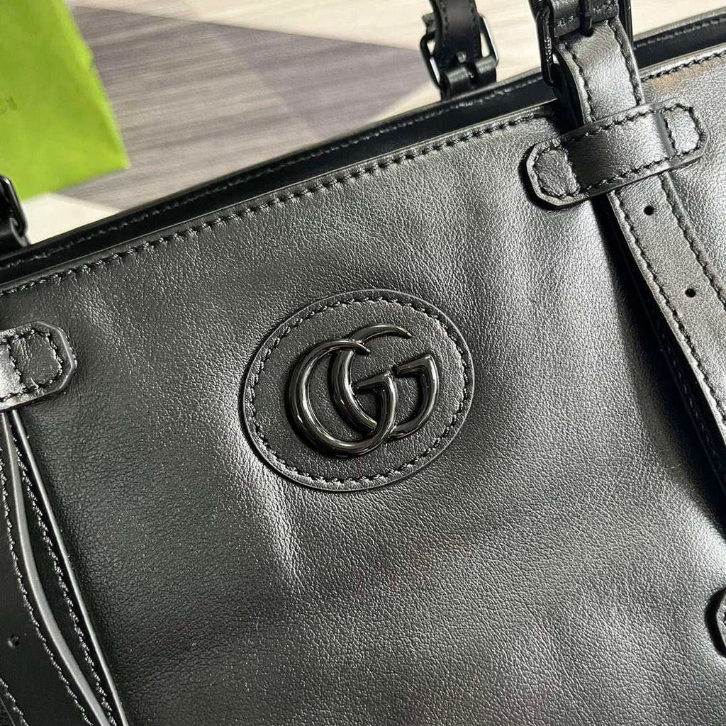 Gucci 725683 Large Tote Bag With Tonal Double G Black