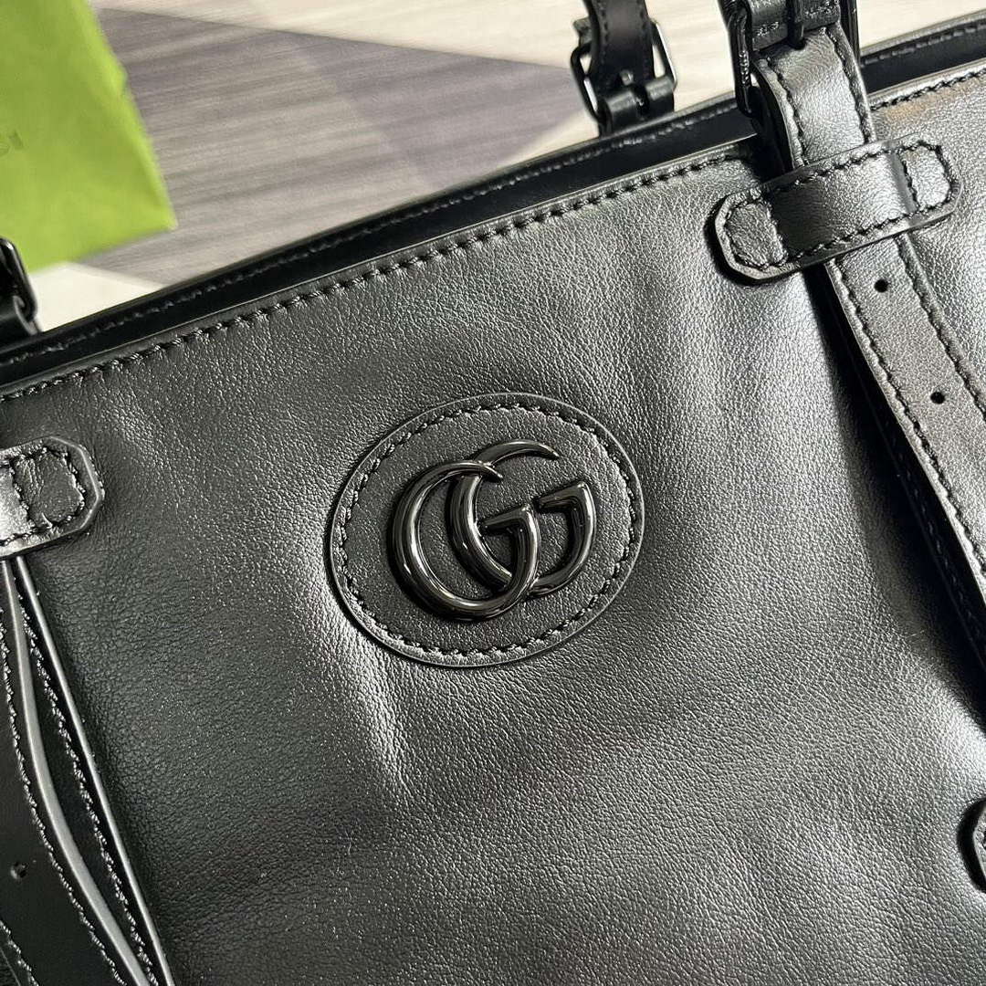 Gucci 725683 Large Tote Bag With Tonal Double G Black - Default Title - View 5
