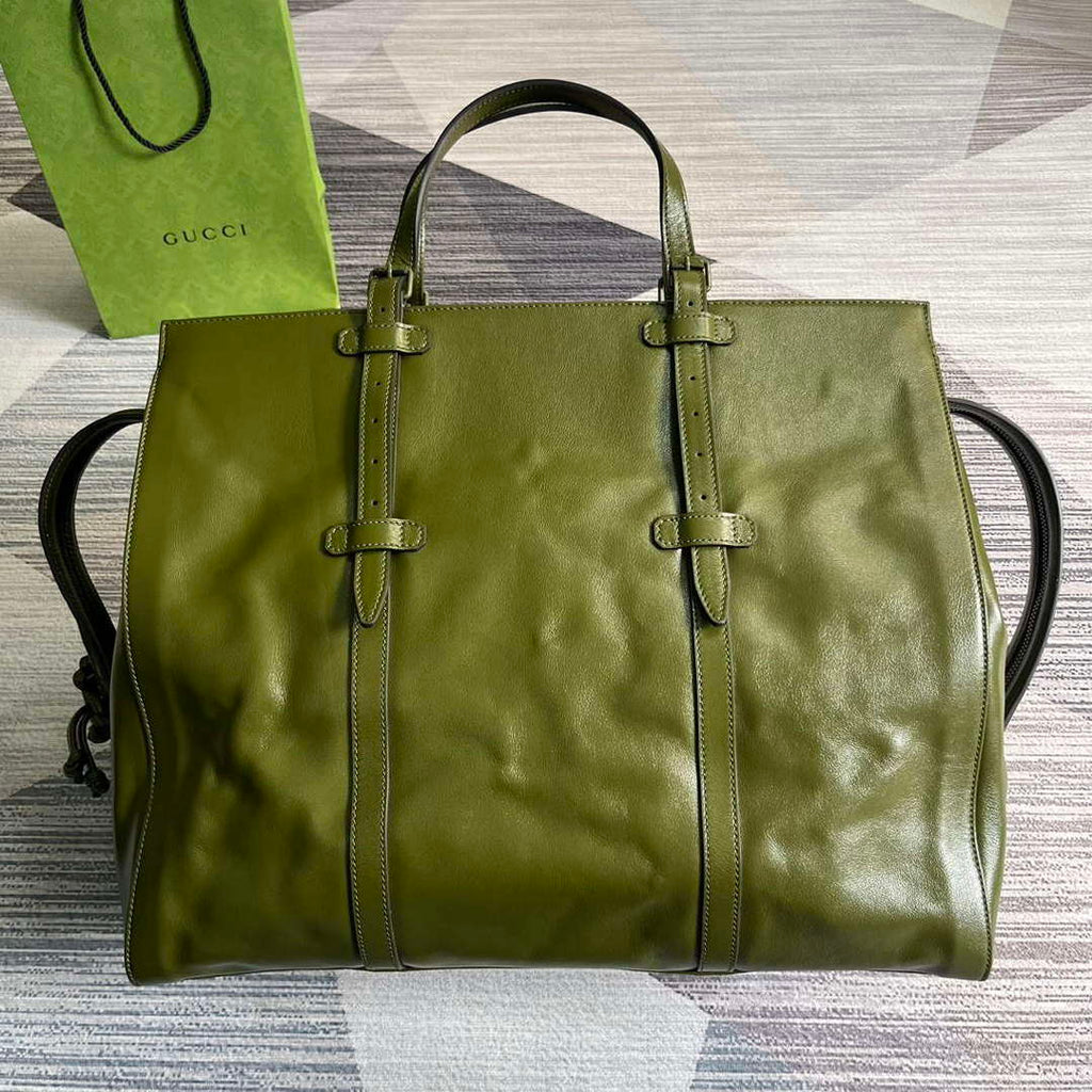 Gucci 725683 Large Tote Bag With Tonal Double G Forest green