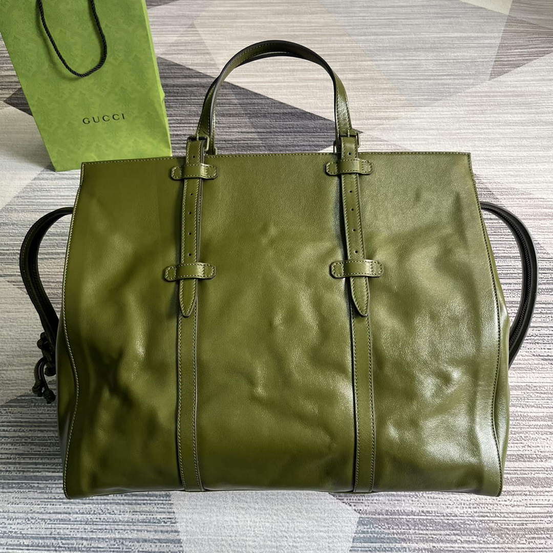 Gucci 725683 Large Tote Bag With Tonal Double G Forest green