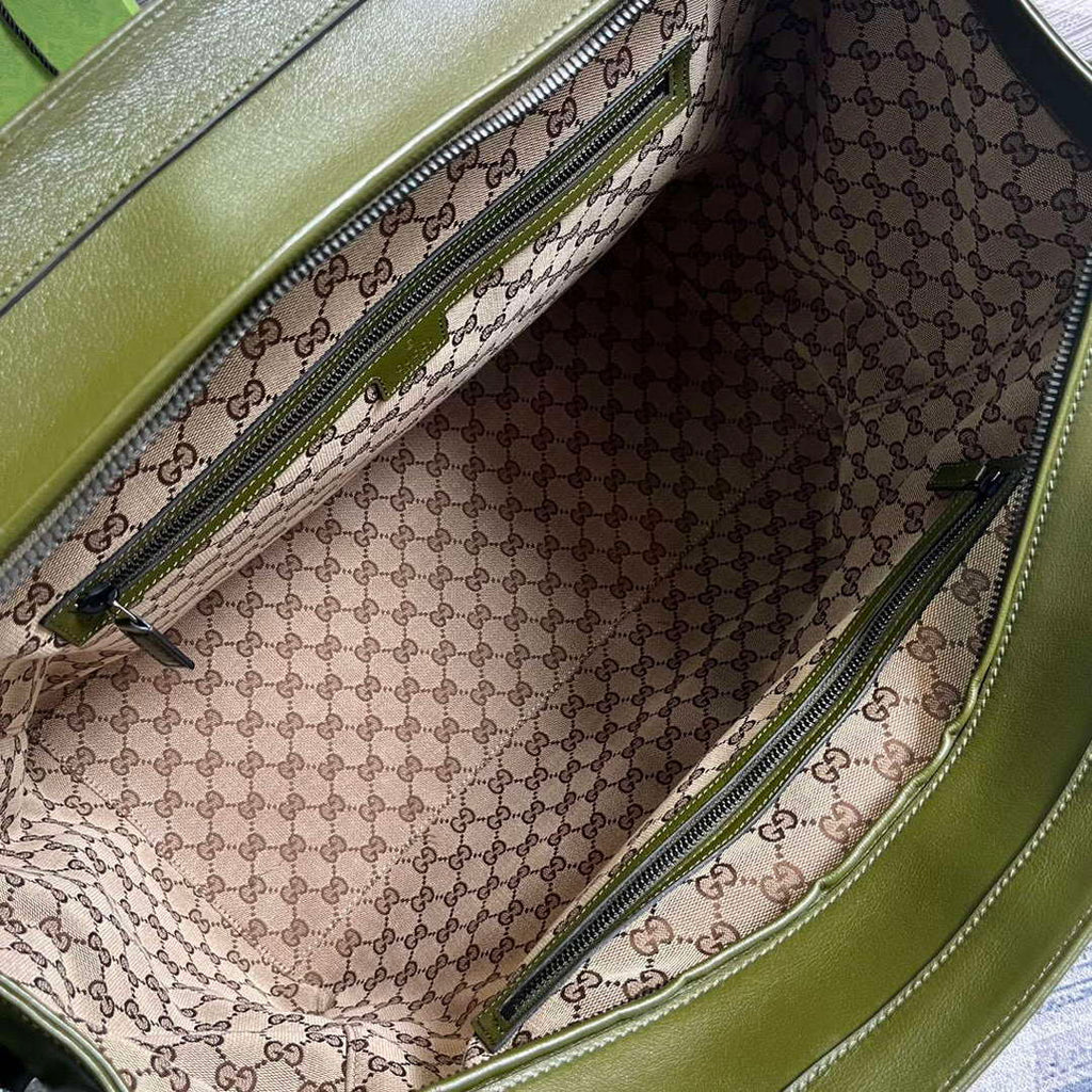 Gucci 725683 Large Tote Bag With Tonal Double G Forest green