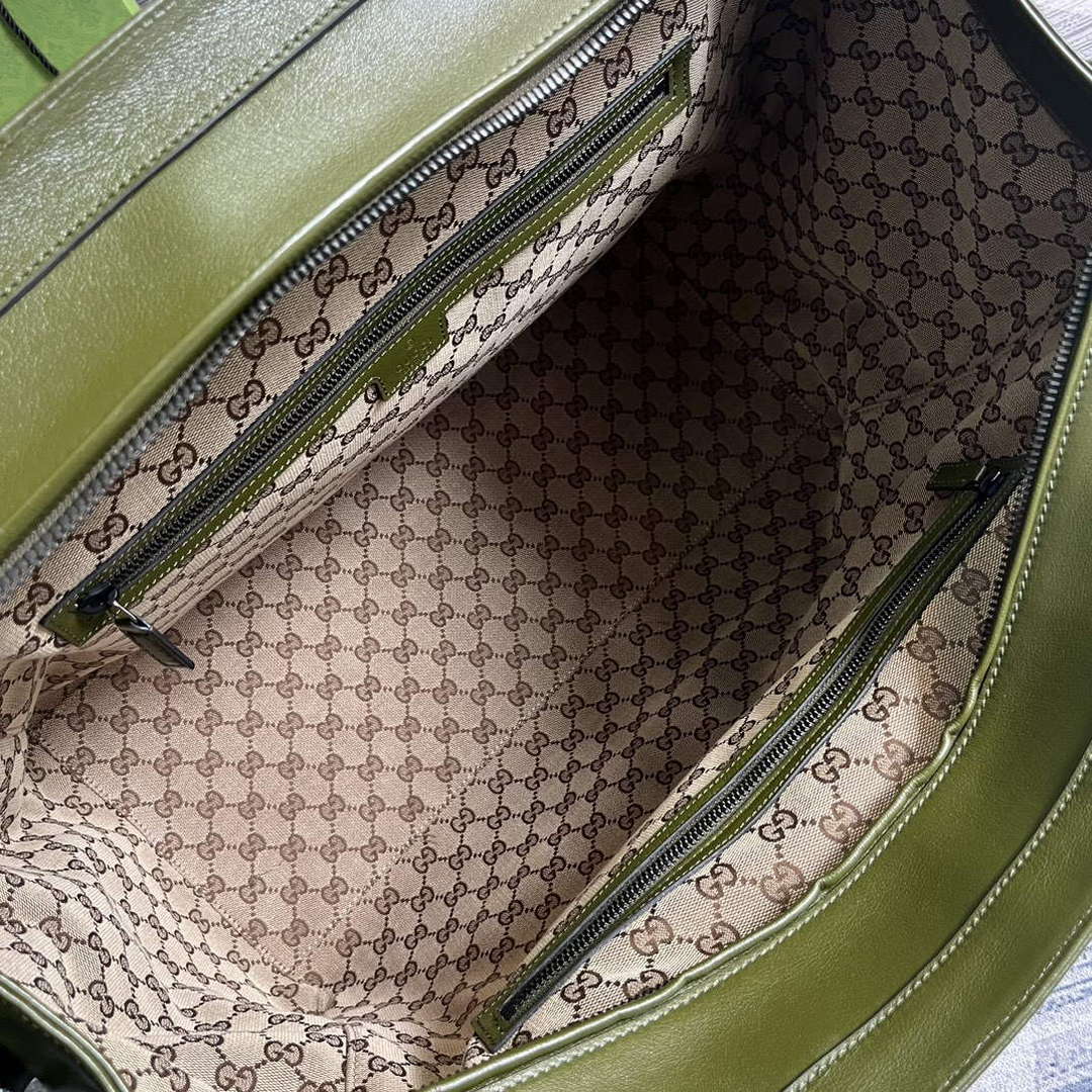 Gucci 725683 Large Tote Bag With Tonal Double G Forest green - Default Title - View 9