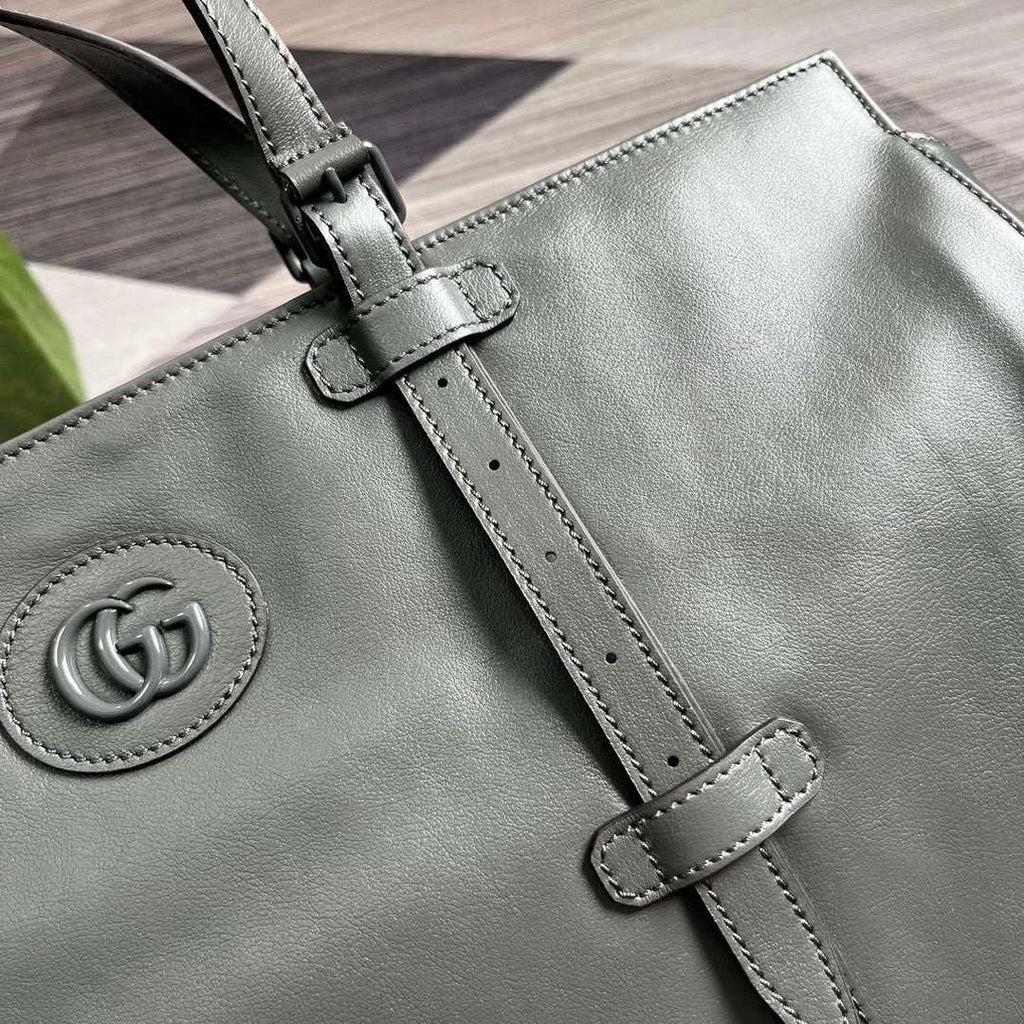 Gucci 725683 Large Tote Bag With Tonal Double G Gray