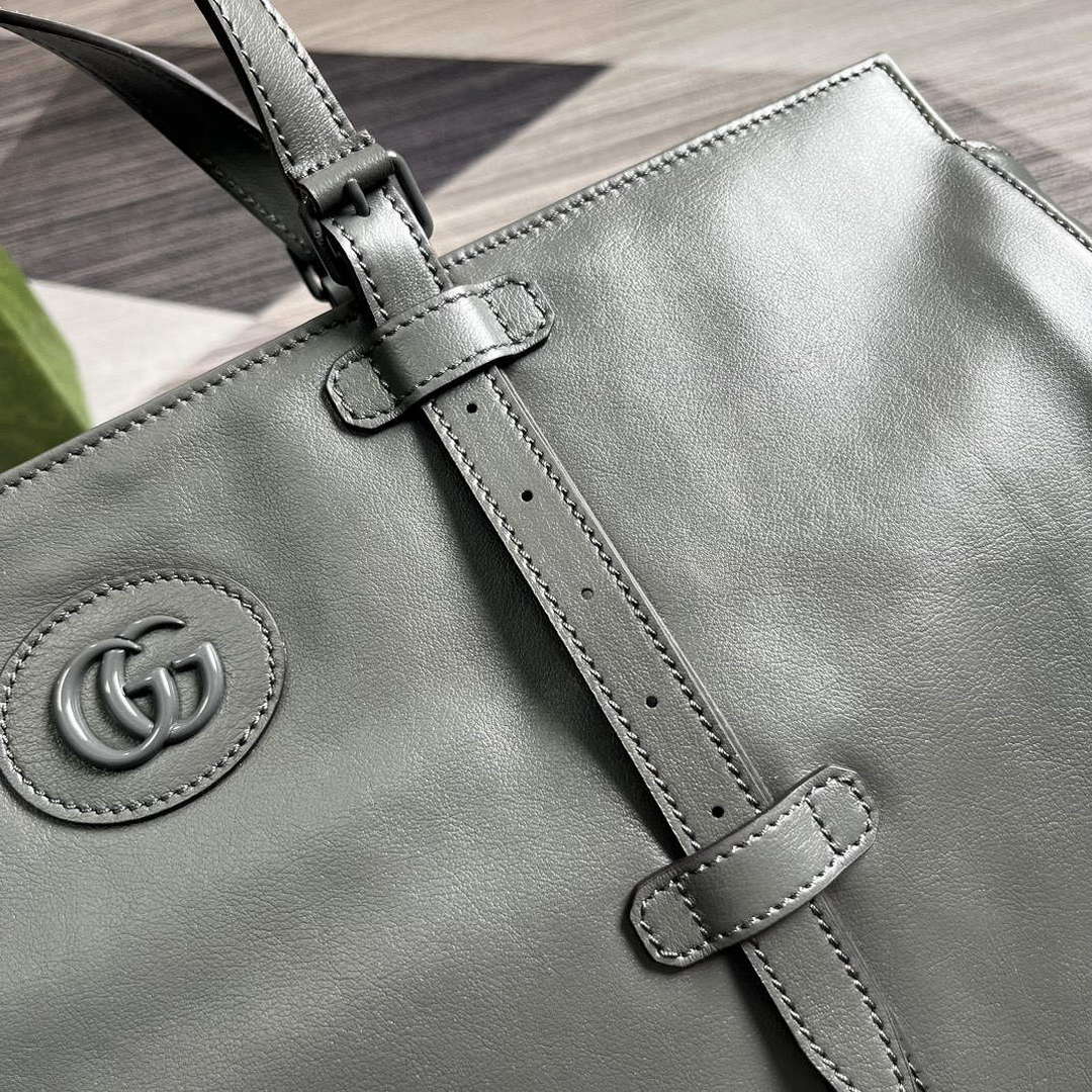 Gucci 725683 Large Tote Bag With Tonal Double G Gray