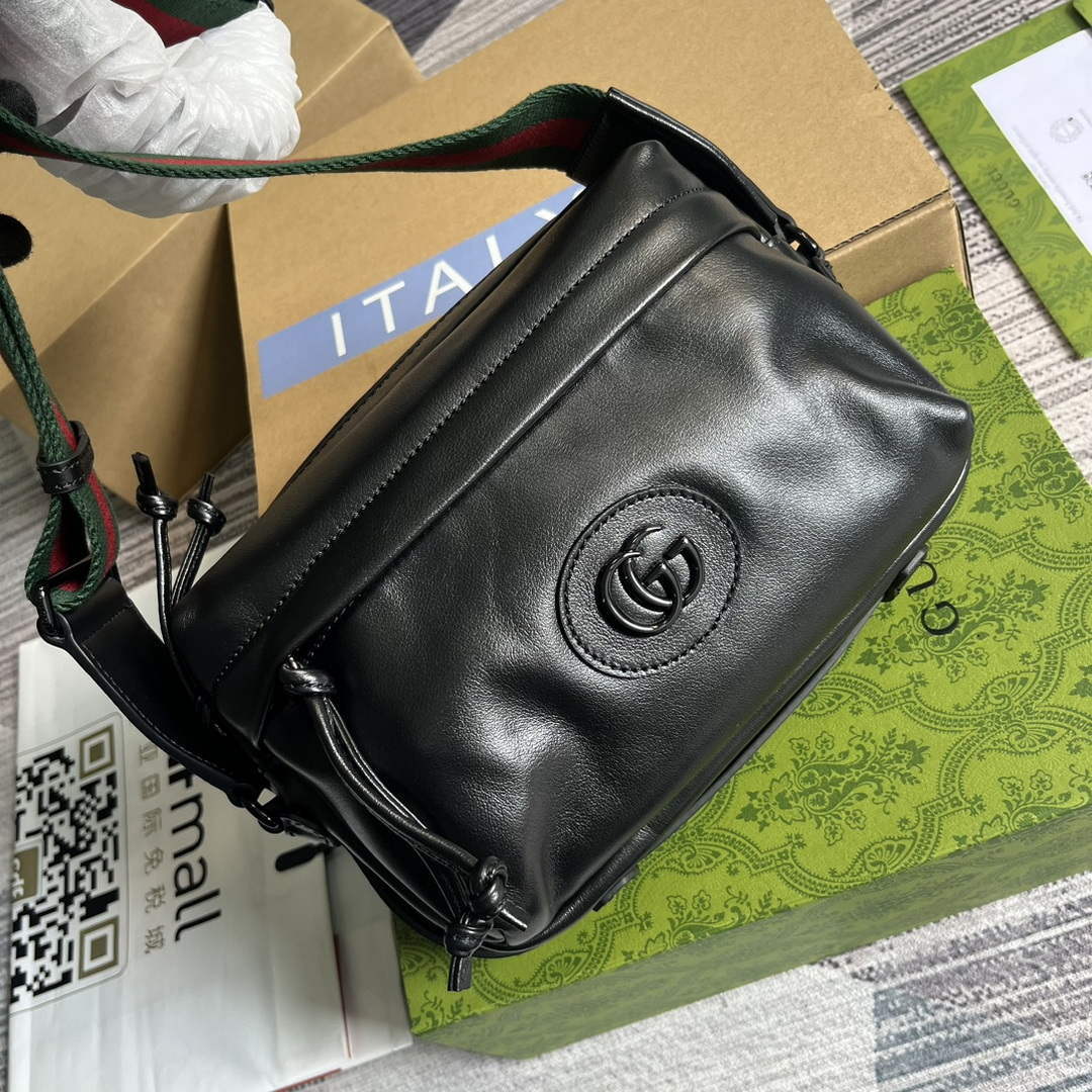 Gucci 725696 Shoulder bag with tonal Double G Black - Default Title - View 4