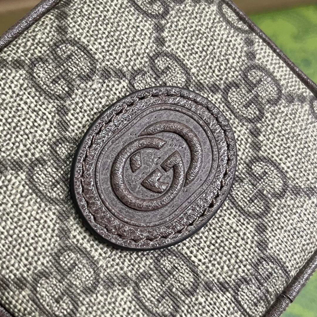 Gucci 726252 Strawberry Coin Purse with Double G Brown