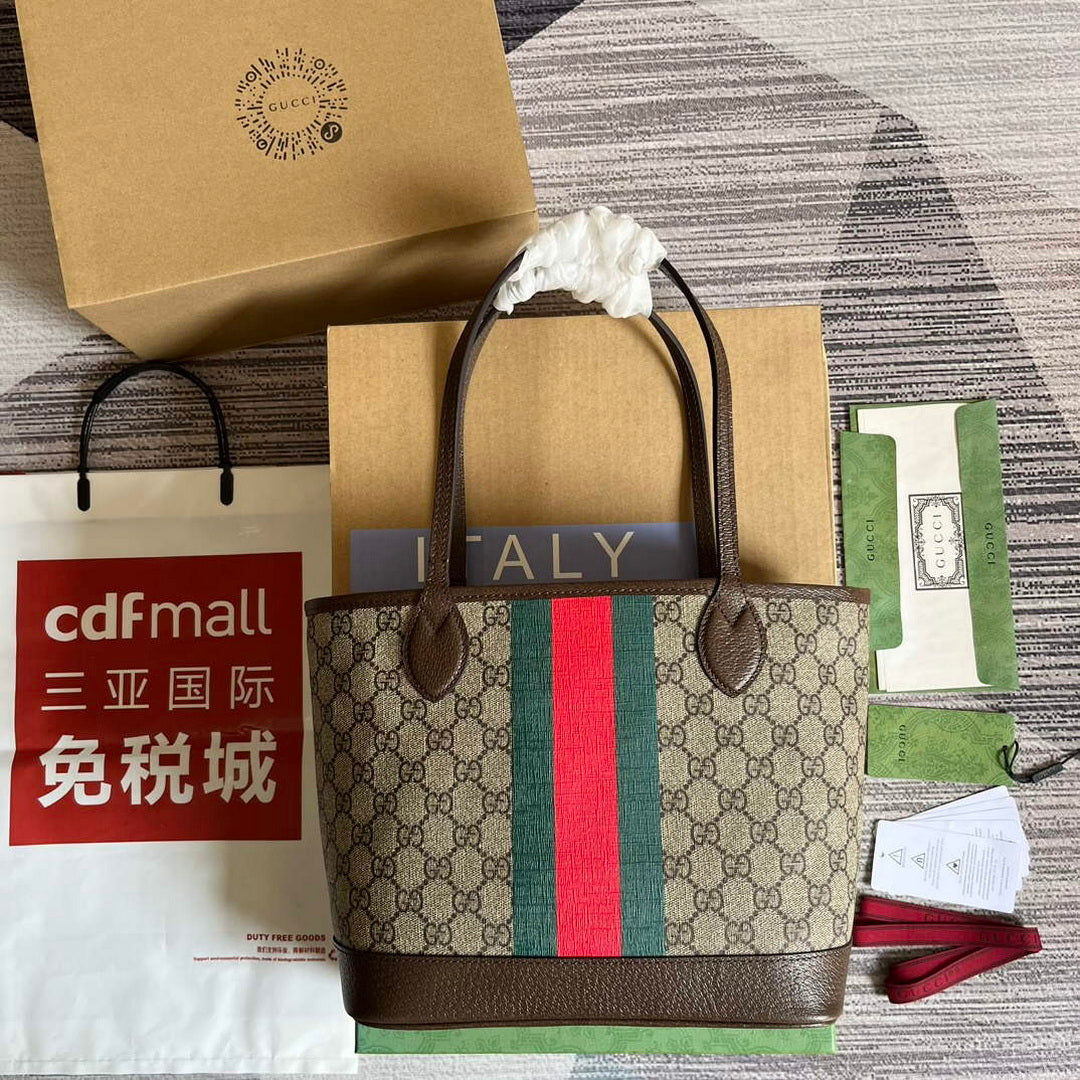 Gucci 726762 Ophidia Small Tote Bag Brown - Default Title - View 1