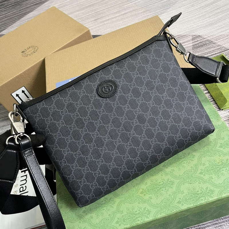 Gucci 726833 Messenger Bag With Interlocking G Black