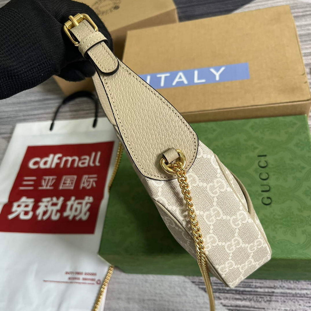 Gucci 726843 GG half-moon-shaped mini bag Oatmeal