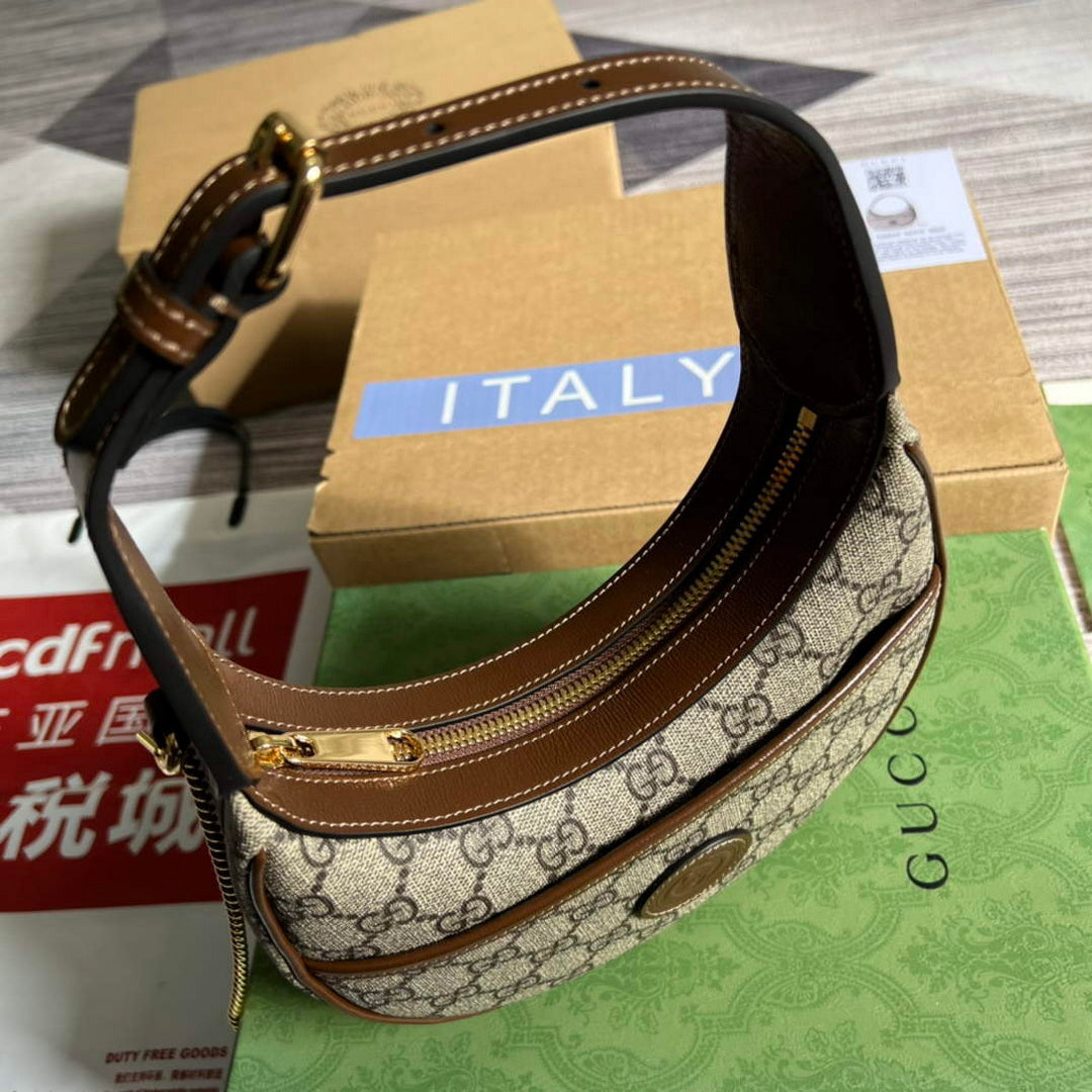 Gucci 726843 Half-moon-shaped mini bag with Interlocking G Brown - Default Title - View 4