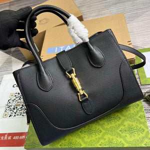 Gucci 727810 Jackie 1961 Small Natural Grain Tote Bag Black - Default Title - View 4
