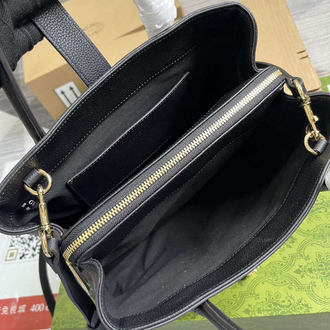 Gucci 727810 Jackie 1961 Small Natural Grain Tote Bag Black - Default Title - View 8