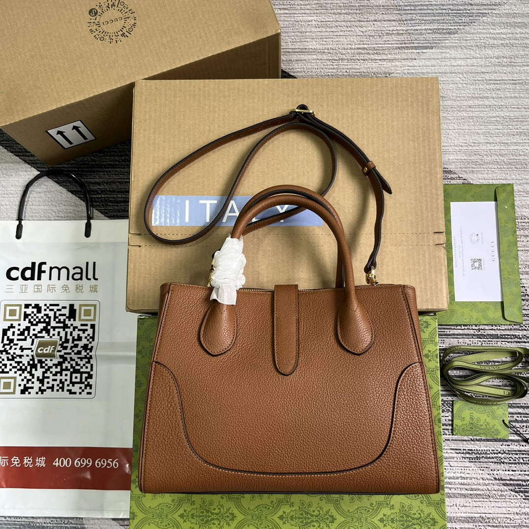 Gucci 727810 Jackie 1961 Small Natural Grain Tote Bag Brown - Default Title - View 2