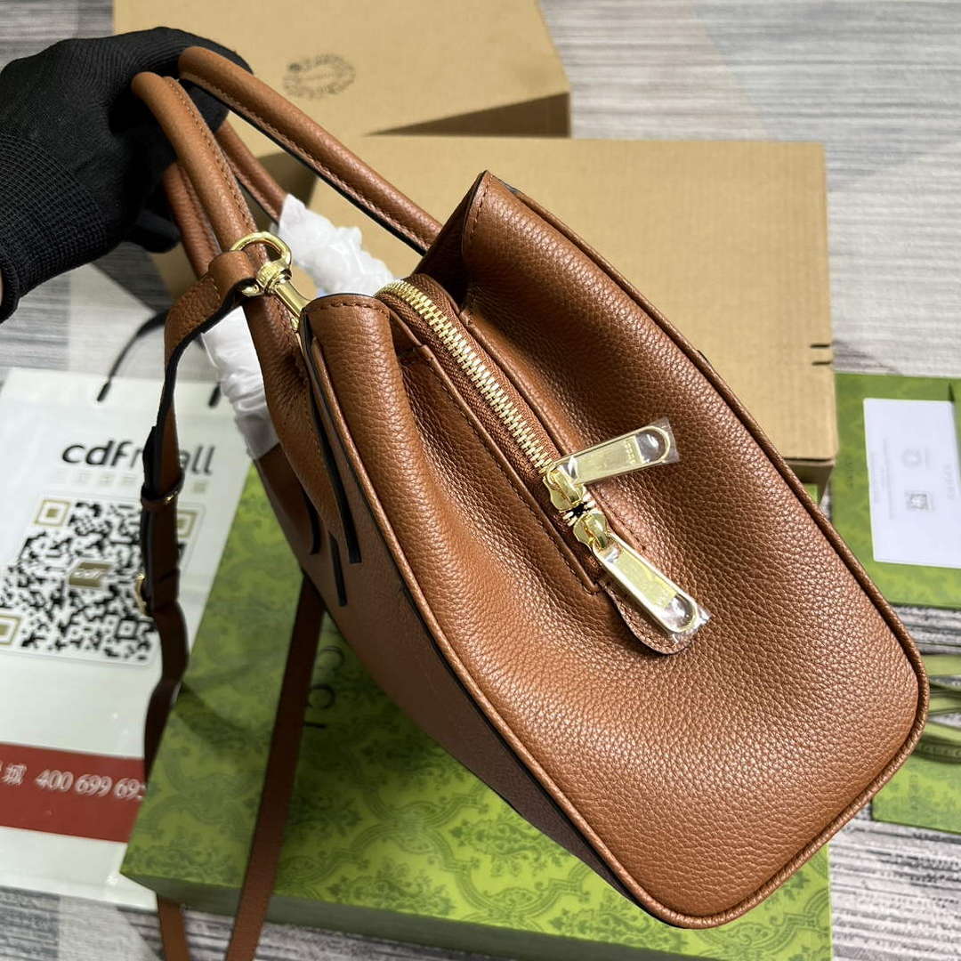 Gucci 727810 Jackie 1961 Small Natural Grain Tote Bag Brown - Default Title - View 4