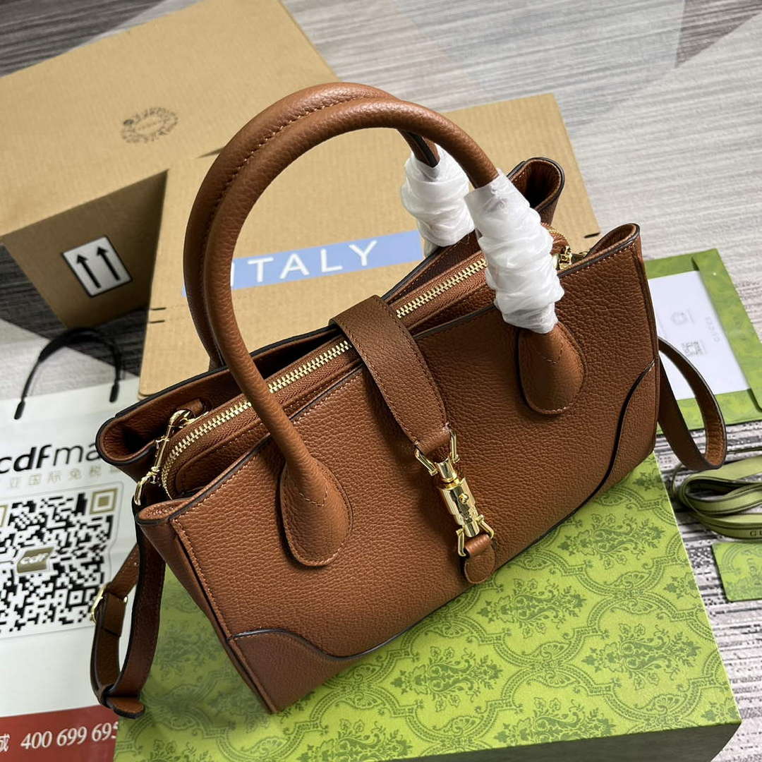 Gucci 727810 Jackie 1961 Small Natural Grain Tote Bag Brown - Default Title - View 8